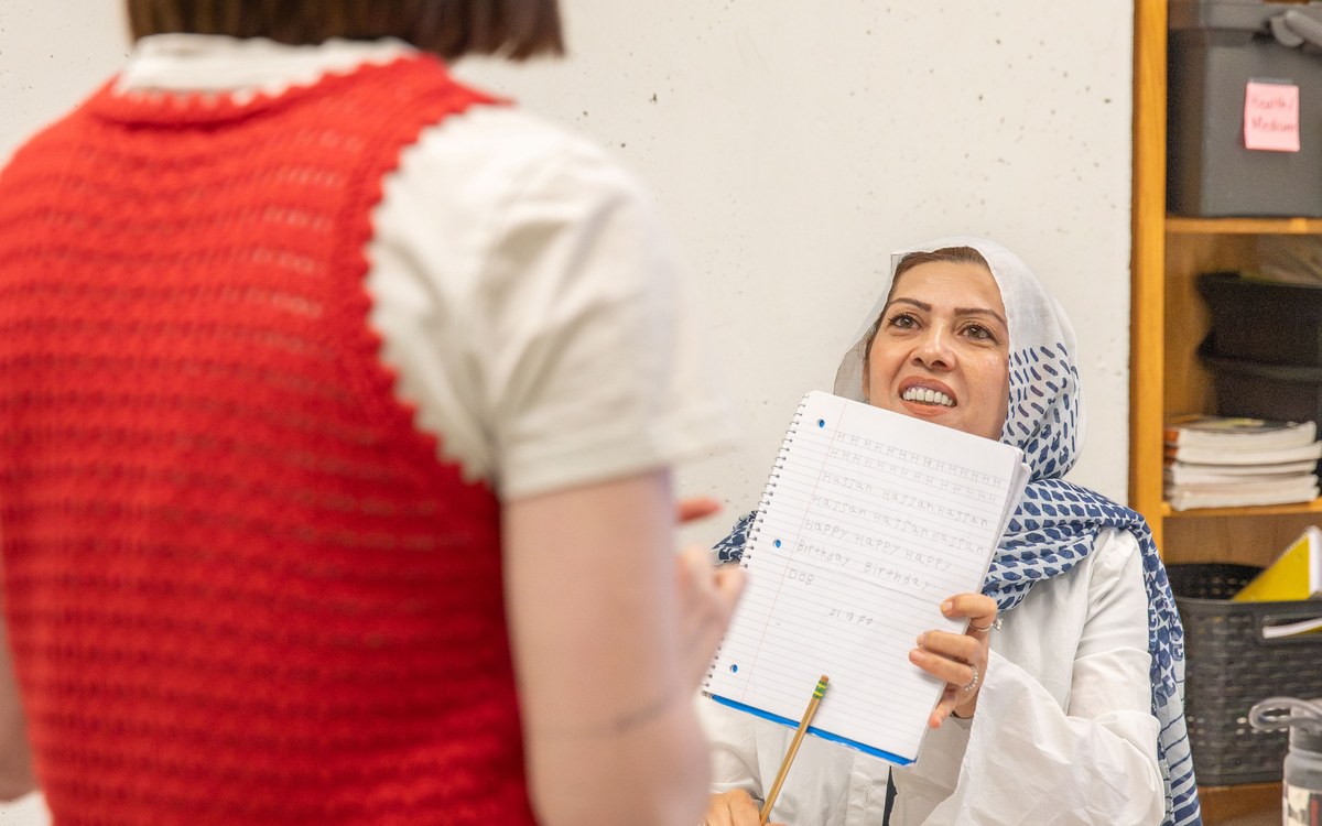 A teacher and a student at the English Learning Center